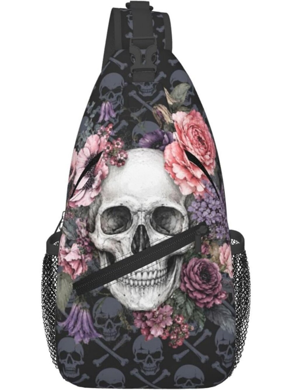Unisex Skulls Board Skeletons Sling Backpack Chest Hiking Travel Crossbody Bag